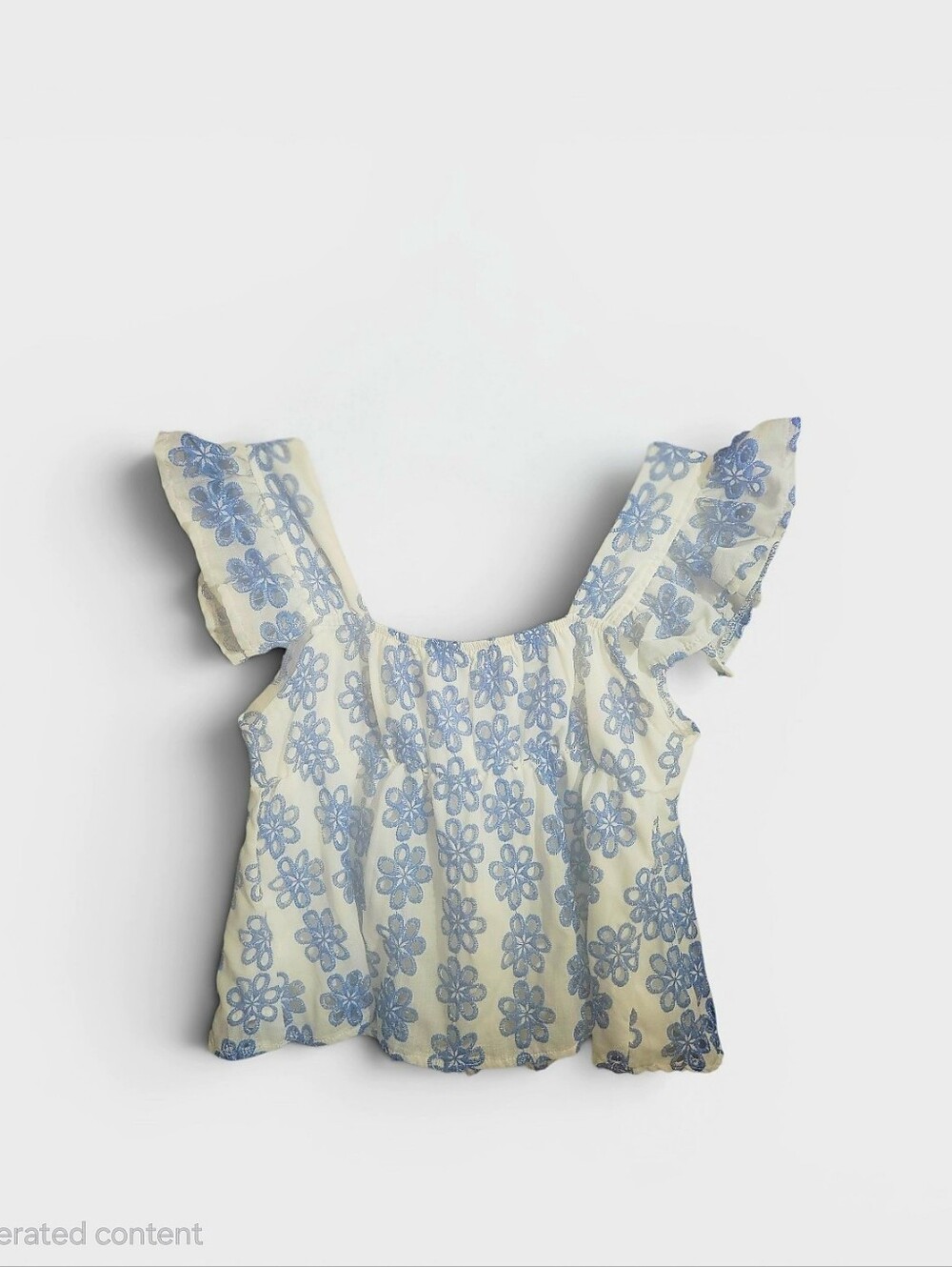 Blue Floral Embroidered Peplum Blouse | Sweetheart Neckline - Picture 3 of 7